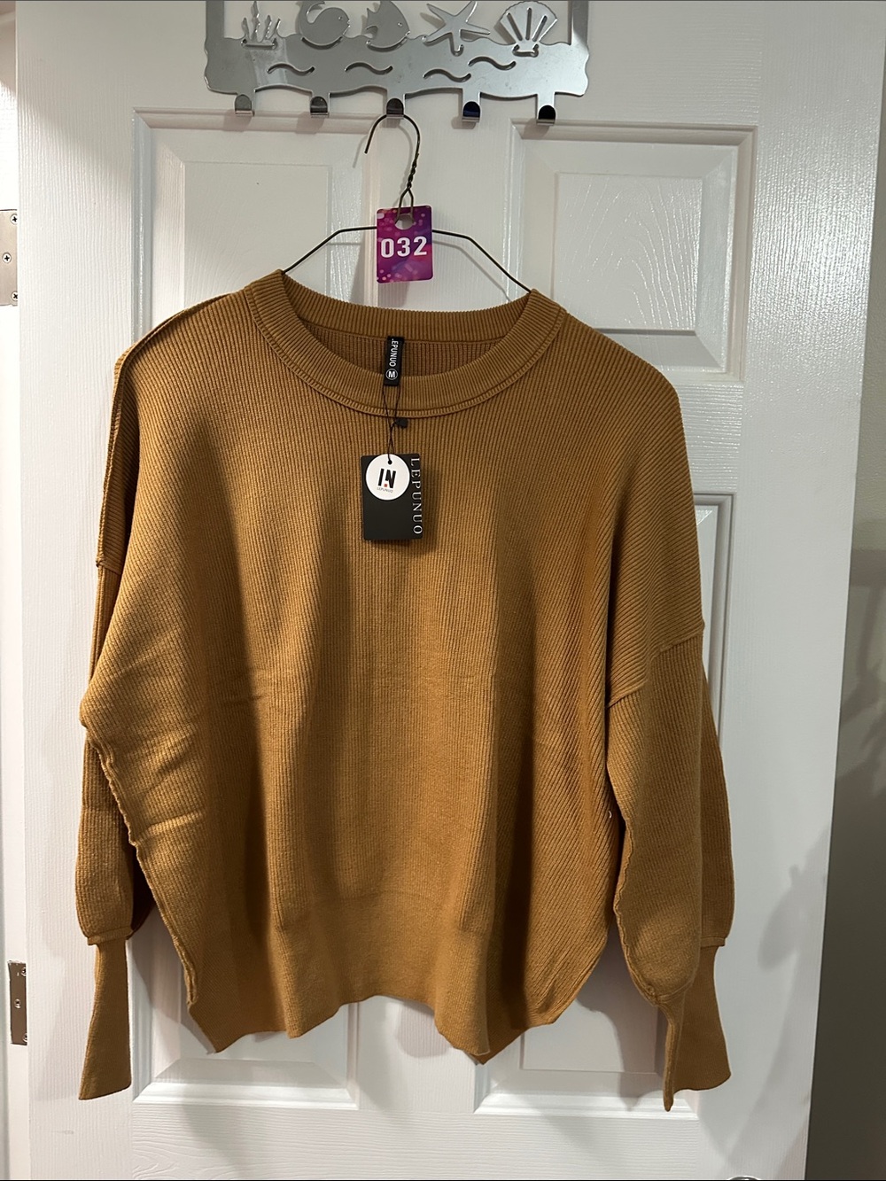 Mustard Crewneck Sweater - Relaxed Rib Knit